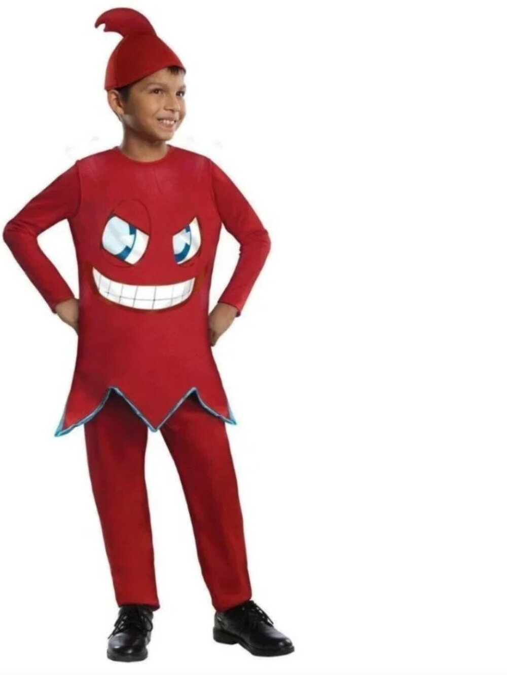 Pacman Blinky Halloween Costume 12/14 Red Pac-Man 3 Pc Shirt Pants, Hat Boys